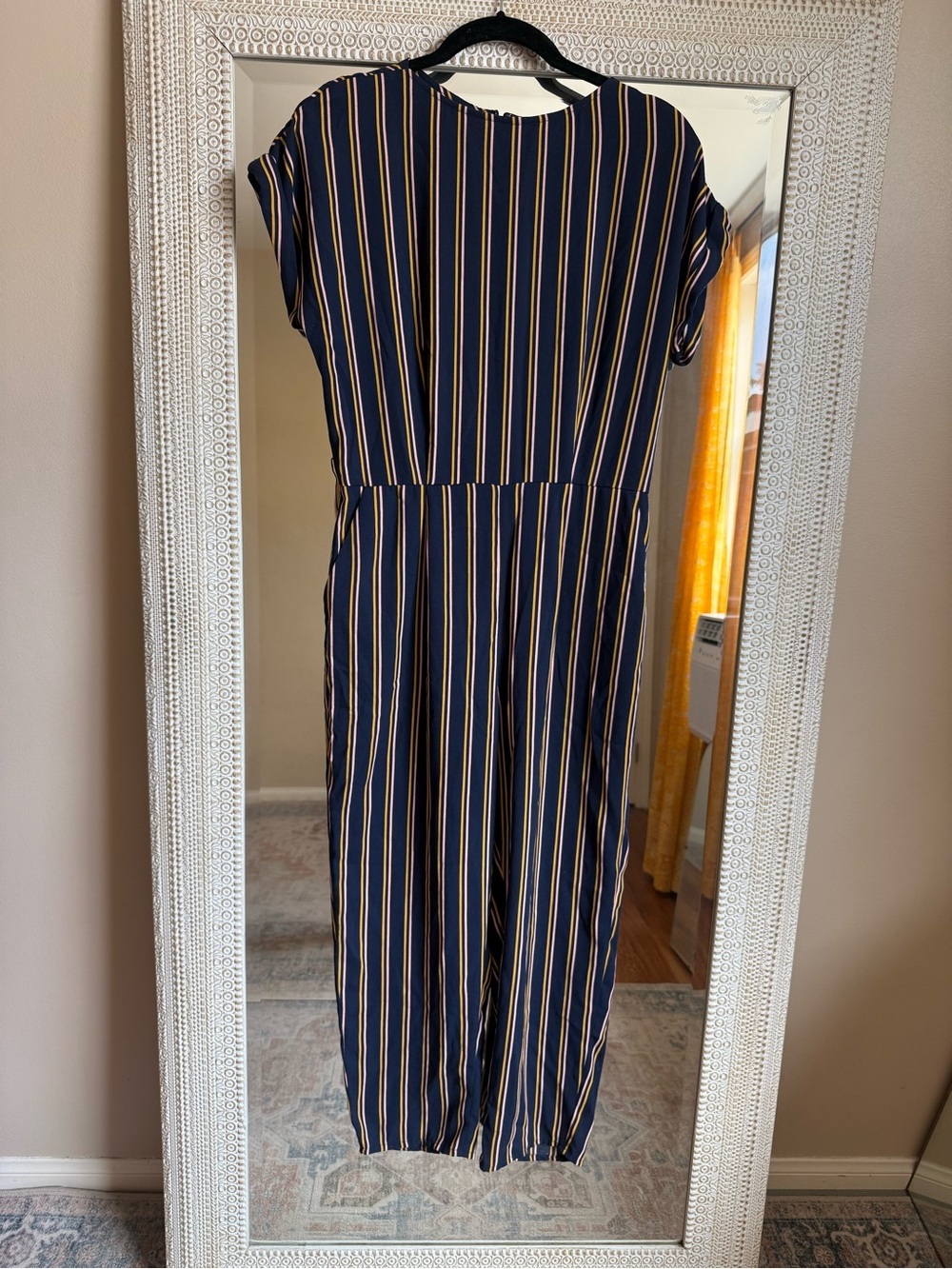 Halogen Striped Navy Tie-Waist Jumpsuit - Picture 2 of 4